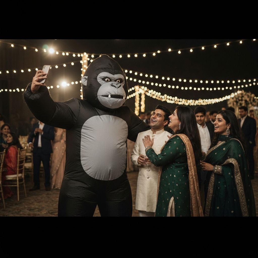 Crowd interaction with gorilla performer